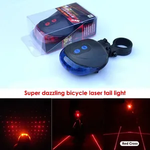 Mountain Bike <b>Bicycle</b> Laser Taillight Waterproof Line Laser Taillight Starry Safety Warning Taillight Lasers 5LED - Product Image 2