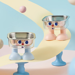 ชามอาหารสัตว์เลี้ยงสแตนเลสพร้อมขาตั้งกันลื่น ป้องกันการหก สำหรับแมวและสุนัข ใส่อาหารและน้ำ - Product Image 1