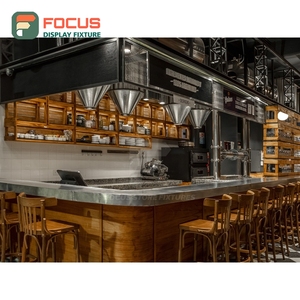 Premium Coffee Merchandise Display Rack Matte <b>Wood</b> Finish Retail Product Zone Bakery Cafe Display Rack - Product Image 2