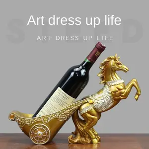 Horse手描きカートEuropeanスタイルの創造的なワインラック装飾卓上バーダイニング側装飾ディスプレイカウンターワインラック