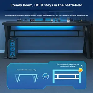 GEDO barato doble en forma de X marco de acero pata de mesa 12MM MDF estable escritorio de la computadora mesa de juegos en casa <span class=keywords><strong>Gamer</strong></span> escritorio y mesa de oficina - Product Image 6