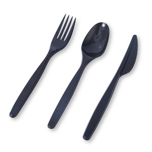 oem disposable heavy duty 3.5g weight plastic spoon fork pepper set clear ps heavy plastic cutlery
