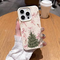 Nouvelle coque de téléphone en cuir texturé antichoc avec motif bonhomme de neige, sapin de Noël, cadeau, bonbons et nœud papillon pour iPhone 14 15 16 17 18 Pro Max