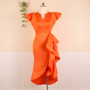 Ocstrade Ống longos vestidos sexys mujer Câu lạc bộ ăn mặc v-cổ xù cao eo kích thước lớn Slim bất thường HEM phụ nữ trắng Ăn mặc - Product Image 6