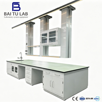 Station de travail de laboratoire mobile et modulaire sur colonne, alimentée au gaz, avec support pour réactifs et eau, pour laboratoires chimiques de R&D, service personnalisé en gros
