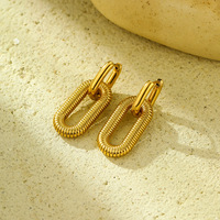 Boucles d'oreilles en chaîne en acier inoxydable plaqué or 18 carats haut de gamme nouveau Style exagéré goujons à la mode en gros accessoire de bijoux de mode
