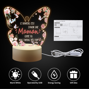 Personalized Acrylic <b>LED</b> Night <b>Light</b> with Plastic Base Romantic Floral Butterfly Desk Lamp Custom Text for Home and Gift - Product Image 2
