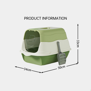 Bac à litière semi-fermé extra-large anti-éclaboussures pour chat - Toilette pour chat de grande taille en gros - Product Image 1