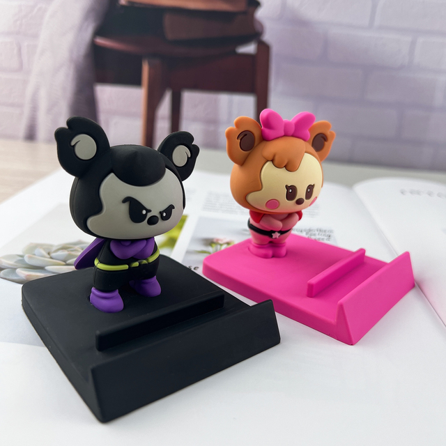 3D Cartoon Design Multi-Function Pvc Cartoon Phone Holder Rubber Mobile Phones Stand on Desk