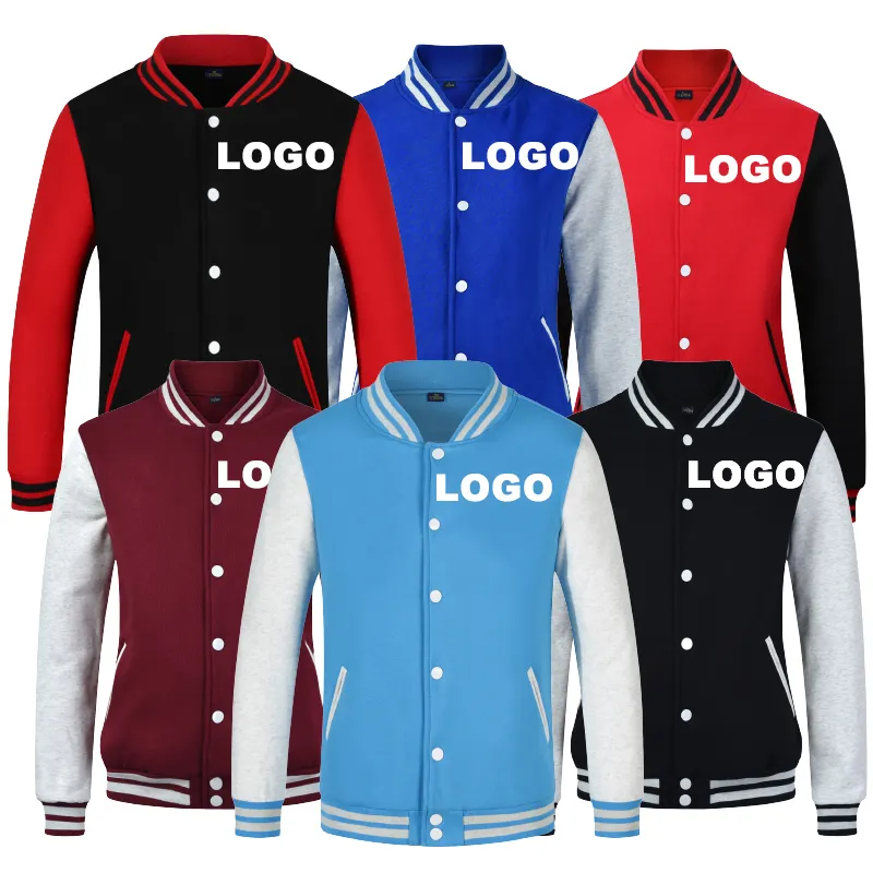 2022 Wholesale Custom LOGO Embroidered Black Winter Outdoor Bomber Baseball Jacket Plus Size Leather Men's Jackets Coats