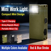 Senter Mini EDC dengan Klip Magnetik, Lampu Tipe-C Isi Ulang RGB Strobe Gantungan Kunci untuk Berkemah Darurat Grosir Pabrik OEM/ODM