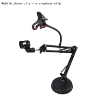 Offre Spéciale 360 degrés rotatif multi-joint col de cygne support de téléphone support de Microphone enregistrement en direct métal + ABS bruit de choc