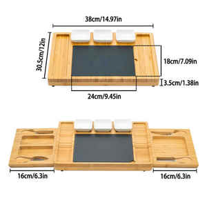 Plateau de service de charcuterie multifonction de luxe pour pique-nique, plateau à fromage rectangulaire en bambou avec couteau et <span class=keywords><strong>ardoise</strong></span> - Product Image 3