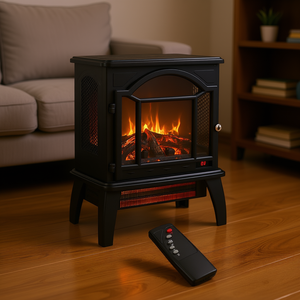 Chimenea Eléctrica de 18 Pulgadas con Llama 3D, Calefacción por Infrarrojos de Cuarzo de 1500W, Independiente, con Termostato Ajustable - Product Image 2