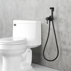 Heavy Metal Matte Black Brass <strong>Hand</strong> <strong>Bidet</strong> <strong>Hand</strong> Shower <strong>Sprayer</strong> with Cold Hot Wall Water Supply Valve Mixer - Product Image 4