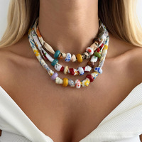Collier Choker Bohème Coloré à Perles, Fait Main, en Tissu, pour Femme, Idéal pour les Vacances à la Plage, Bijou Ethnique – Vente Flash