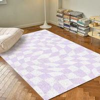Tapis Hapton Arc-en-ciel Géométrique Antidérapant à Poils Moyens Réversible en Polyester Lavable pour Chambre et Salon