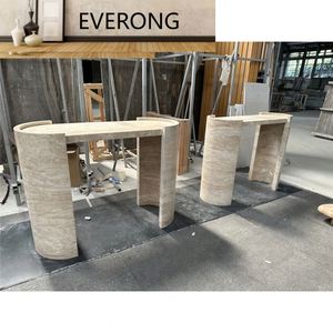 Mesa de Comedor y Mesa de Centro de Travertino Romano Personalizadas, Muebles de Piedra Natural de Lujo para el Hogar y Hoteles, Diseño de Travertino - Product Image 3