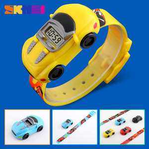 Skmei Cartoon Car Childrens Electronic Watch Digital Display Yellow PVC Strap Unisex Toy Gift Watch - Product Image 5