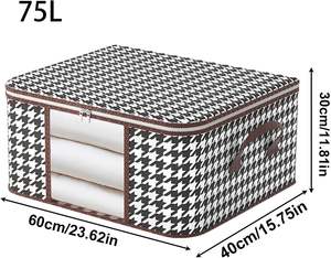 Sac de rangement en tissu 50L et 75L avec fermeture éclair, grand organisateur de garde-robe pour literie, vêtements et couettes, solution double gain de place pour placard et maison - Product Image 2