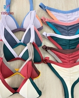 Ensemble bikini triangle dos nu pour femme, haut à nouer et bas string à nouer sur les côtés, deux pièces, séchage rapide, respirant, maillot de bain d'été pour la plage