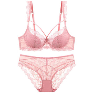 Conjunto de <span class=keywords><strong>sujetador</strong></span> y bragas de realce transparentes para mujer, conjuntos de <span class=keywords><strong>sujetador</strong></span> y bragas de encaje cómodos de alta calidad - Product Image 1