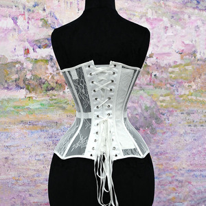 Top Corsé Estructurado sin Tirantes con Escote Corazón, Encaje Floral y Varillas para Boda, Retratos y Banquetes Románticos - Product Image 3