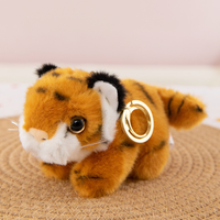 Petit porte-clés tigre en peluche de petite taille Animal réaliste mignon tigre blanc en peluche sac à dos pendentif