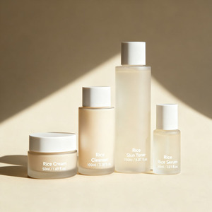 Private Label Korean Rice Skincare Set 5-in-1 Brightening Moisturizing Facial Kit With Cleanser Toner Serum <b>Cream</b> - Product Image 5