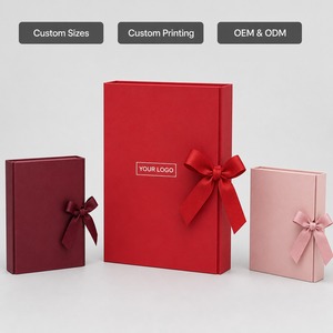Boîte cadeau magnétique personnalisée style <span class=keywords><strong>livre</strong></span> rouge avec plateau cœur, ruban et nœud, finition mate pour la Saint-Valentin, vente en gros, directement de l'usine - Product Image 5