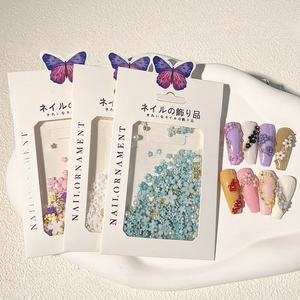 热销彩色树脂五瓣美甲饰品3D小花指甲珍珠钢球指甲装饰配件 - Product Image 1