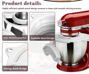 Protection anti-éclaboussures en silicone réutilisable KSM150, anti-déversement de farine, <span class=keywords><strong>couvercle</strong></span> de <span class=keywords><strong>bol</strong></span> pour batteur <span class=keywords><strong>KitchenAid</strong></span>, <span class=keywords><strong>couvercle</strong></span> hermétique avec petit <span class=keywords><strong>bol</strong></span> et entonnoir - Product Image 6
