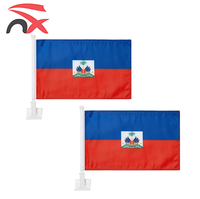 Drapeau de voiture personnalisé en polyester de haute qualité 30*45 cm, drapeau haïtien pour fenêtre avec mât en plastique – Vente en gros