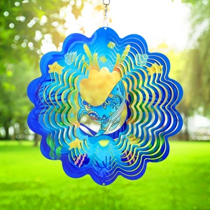 3D Hummingbird Art Deco Wind Chimes for Yard and Garden 12 Inch Multi Color Mandala Metal <b>Elephant</b> Outdoor - Product Image 2