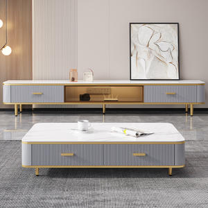 Ensemble meuble TV <span class=keywords><strong>et</strong></span> <span class=keywords><strong>table</strong></span> <span class=keywords><strong>basse</strong></span> de luxe italien bon marché populaire nouveau design <span class=keywords><strong>table</strong></span> <span class=keywords><strong>basse</strong></span> <span class=keywords><strong>et</strong></span> meuble TV en marbre de haute qualité - Product Image 4
