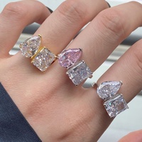 Linlang S925 Cincin Pernikahan Berlapis Kaca untuk Wanita, Bertatahkan Batu Alam Berlian Karat Tinggi Zirkon Motif Bunga Es yang Modis