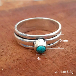 Anello da donna con pietra iridescente rotonda, anello a più fasce, gioielli vintage alla moda in stile boho - Product Image 5