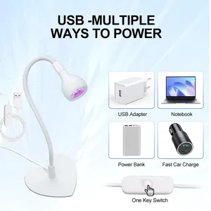 เครื่องอบเล็บยูวี LED ขนาดเล็กแบบตั้งโต๊ะ สำหรับอบเจล สามารถหมุนได้ 360 องศา พกพาสะดวก ใช้พอร์ต USB เหมาะสำหรับร้านทำเล็บและอุปกรณ์ทำเล็บ - Product Image 4