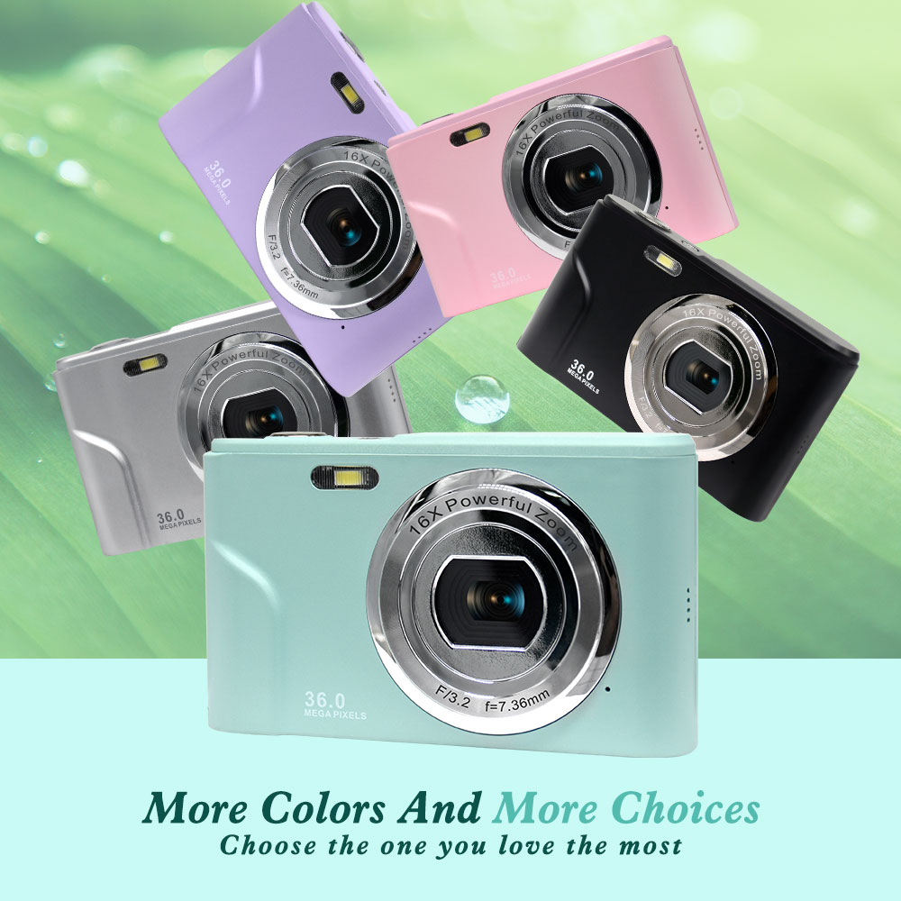 Black Digital Photo Camera Compact Camera with  2 4 Inch IPS Screen Rechargeable Battery and USB Cable to Connect Computer