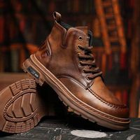 Bottes de travail vintage marron pour hommes, chaussures de combat rétro à lacets, chaussures robustes décontractées pour l'extérieur, style patrimoine et vêtements de travail