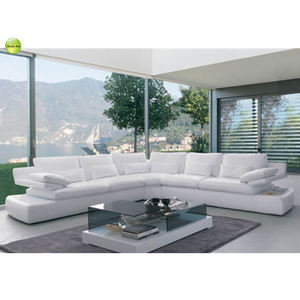 <span class=keywords><strong>Grand</strong></span> canapé sectionnel blanc moderne Nouveau design blanc Grands coussins en mousse pure de cuir Canapé 8038 - Product Image 1