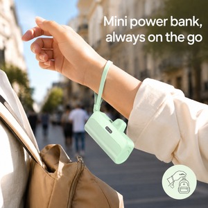 Solar Wireless Power Bank 50000mAh High Capacity 2 Type-C 5W Fast Charging LED Display Plastic Li-Polymer Battery Mini