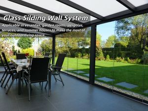 Sistema de Puerta Corredera de <span class=keywords><strong>Vidrio</strong></span> sin Marco de Aluminio, Paredes Correderas de <span class=keywords><strong>Vidrio</strong></span>, Riel de Puerta Interior para <span class=keywords><strong>Terraza</strong></span>, Pérgola, Patio, Solárium - Product Image 2