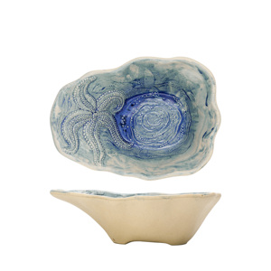 Ciotola Blu Mare 20x14 Cm 46Cl Design Astratto Ciotola in Ceramica per Servire - Product Image 1