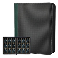 Porte-cartes professionnel MIO 9 poches en cuir PU à motif fibreux 360+ avec fermeture éclair, emplacements pour photos et cartes de visite