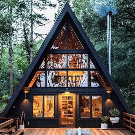 Luxury A-Frame Low-rise Villa Heat-insulated Modular Home Prefab Tiny Triangle House For Apartment Prefab Cottage