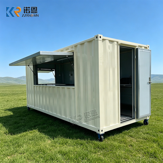 Custom Container Food Kiosk Mobile Kitchen with Double Serving Windows for Outdoor Catering