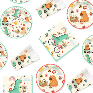 Assiettes en papier dinosaures DAMAI, décorations de fête jetables, fournitures pour assiettes, cadeaux, vaisselle de fête d'anniversaire, service pour 8 personnes - Product Image 5