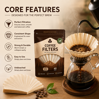 Sachet d'emballage pour filtre à café, pochette résistante à l'humidité, rangement pour filtres en papier, accessoires de préparation du café et marques de détail