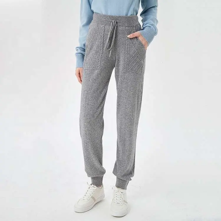 Sweatpants 2022 OEM/ODM Manufacturer Wholesale Women's Clothing Sweater Jogging Sweatpants Women's Wool Knit Trousers Cashmere Pants